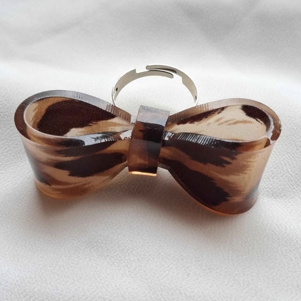 Leopard Print Bow Adjustable Ring - image 2